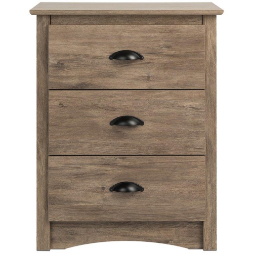 Wright Home Engineered Wood 3 Drawers Nightstand in Drifted Gray