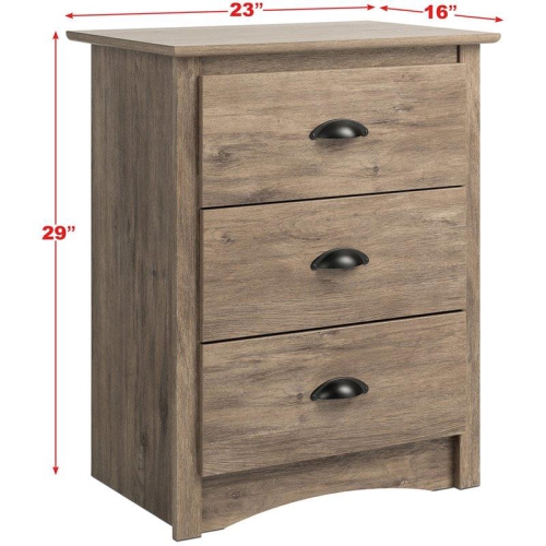 Wright Home Engineered Wood 3 Drawers Nightstand in Drifted Gray