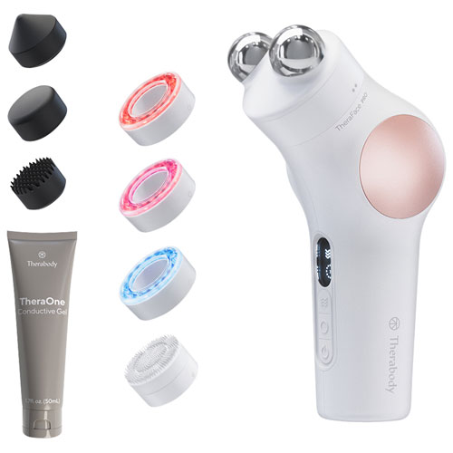 Appareil à percussion pour soins et nettoyage de la peau TheraFace Pro de Theragun - Blanc
