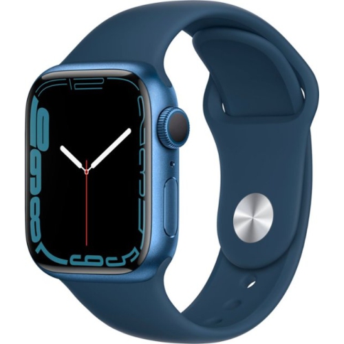 Apple Watch Series 7 (GPS) 41mm Blue Aluminum Case with Abyss Blue Sport  Band - NEW