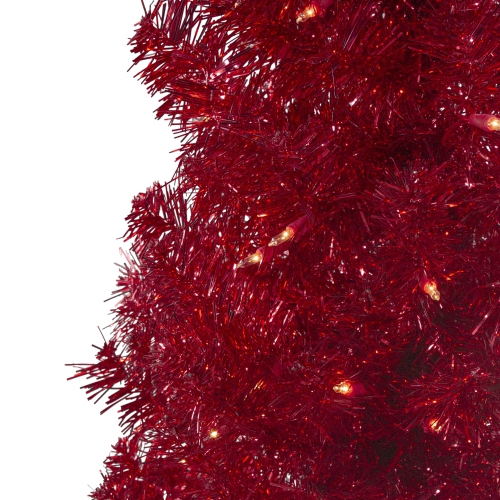 4' Pre-Lit Slim Red Artificial Christmas Tree - Clear Lights