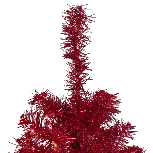 4' Pre-Lit Slim Red Artificial Christmas Tree - Clear Lights