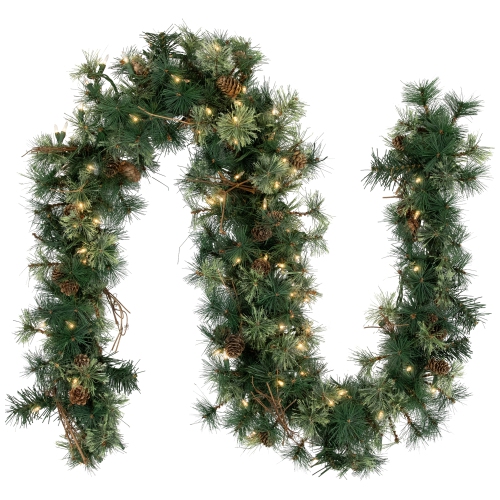 Pre-Lit Country Pine and Mini Pinecone Artificial Christmas Swag - 6' - Clear Lights
