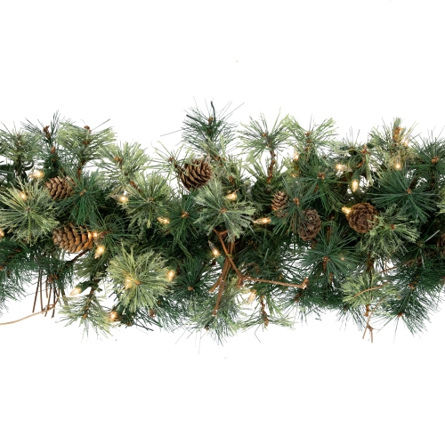 Pre-Lit Country Pine and Mini Pinecone Artificial Christmas Swag - 6' - Clear Lights