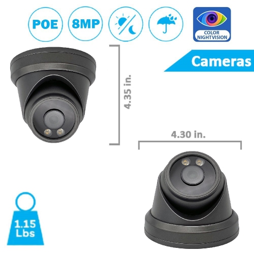 CTVISION Full Color Night Vision 4K Wired Audio Security Camera System, 32 Camera Surveillance Kit Outdoor DIY Audio 8TB HDD Included for Home