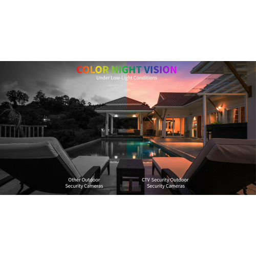 CTVISION Full Color Night Vision 4K Wired Audio Security Camera System, 4 Camera Surveillance Kit Outdoor DIY Audio 2TB HDD Included for Home