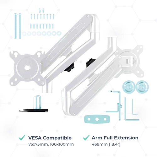 Bras support support support VESA à dégagement rapide MotionGrey pour écran de 28&nbsp;po au plus - Bras blancs