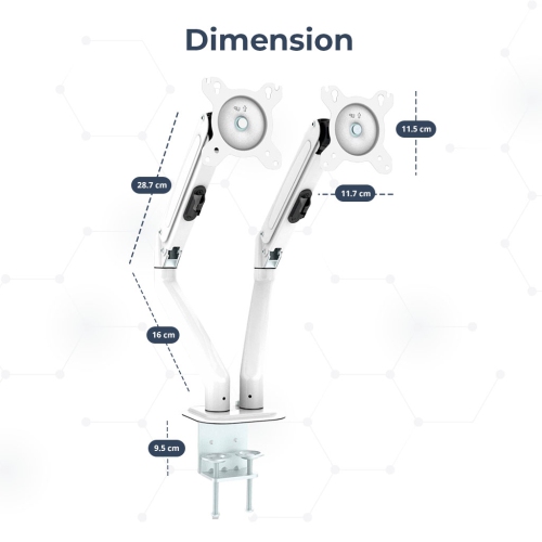 Bras support support support VESA à dégagement rapide MotionGrey pour écran de 28&nbsp;po au plus - Bras blancs