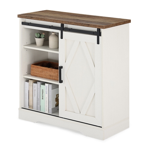 WAMPAT Modern Farmhouse Accent Buffet Sideboard, Serving Console Cabinet White