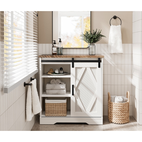 WAMPAT Modern Farmhouse Accent Buffet Sideboard, Serving Console Cabinet White