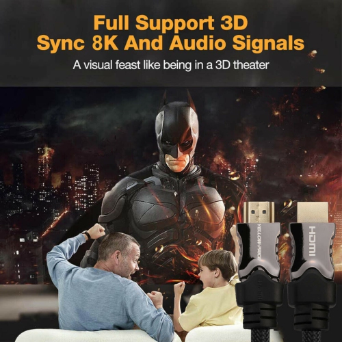 2PACK HDMI 2.1 Cable 8K 60Hz 4K 120Hz UHD HDCP 2.2 eARC Dolby Vision Dynamic HDR