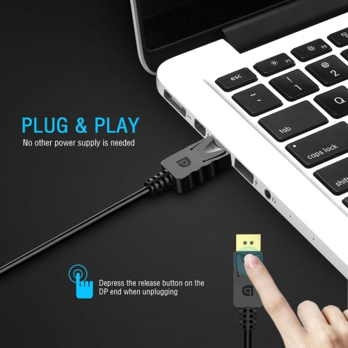 DisplayPort to DisplayPort Cable, DP to DP, 4K Resolution, High Spped, 6FT Black