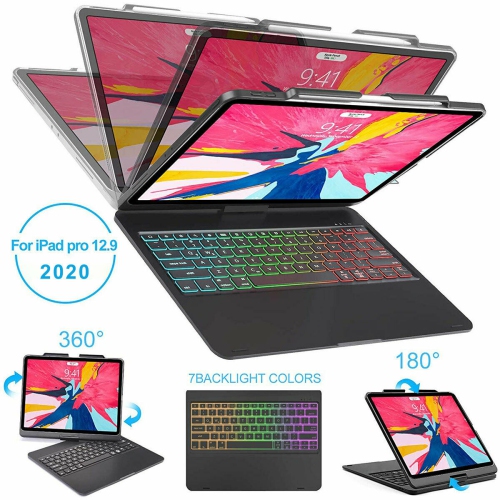 YELLOW-PRICE  Wireless Keyboard Case-7 Color Backlit 360 Rotatable for Ipad Pro 12.9" 11" 2020