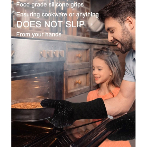 Gants de barbecue haute dextérité Extreme résistant à la chaleur pour manipuler les aliments chauds, noir CA