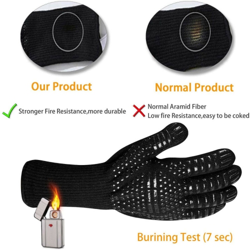 Gants de barbecue haute dextérité Extreme résistant à la chaleur pour manipuler les aliments chauds, noir CA