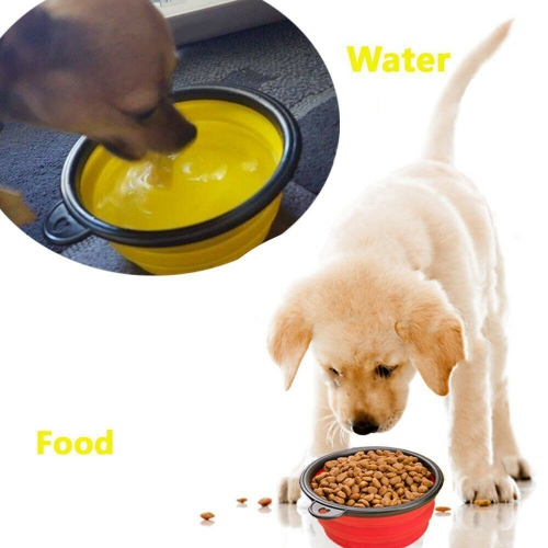 [2-CHAMBER DESIGN] Pet Food Container with Collapsible Dog Bowls for Dogs Cats