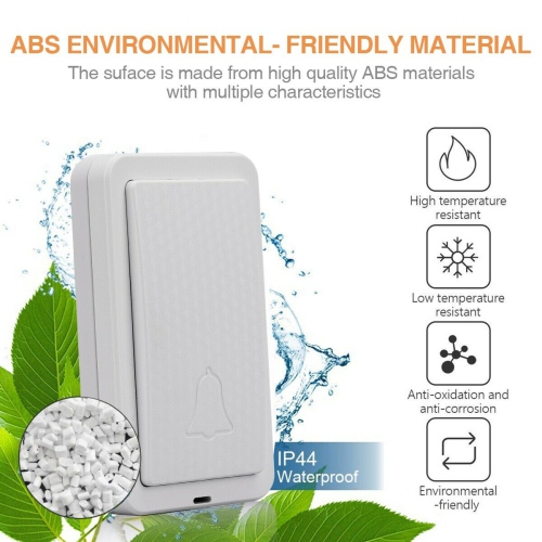 Wireless Doorbell Chime 2 Receiver 1 Transmitter 4 Volume 1000ft Door Bell Chime