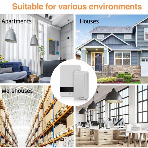 Wireless Doorbell Chime 2 Receiver 1 Transmitter 4 Volume 1000ft Door Bell Chime