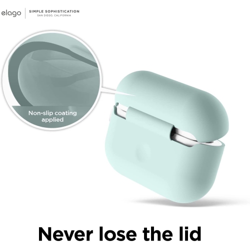 elago Silicone Case Compatible with Apple AirPods Pro 2nd Generation Case Cover, Protective Case, Front LED Visible, Supports Wireless Charging [Mint]
