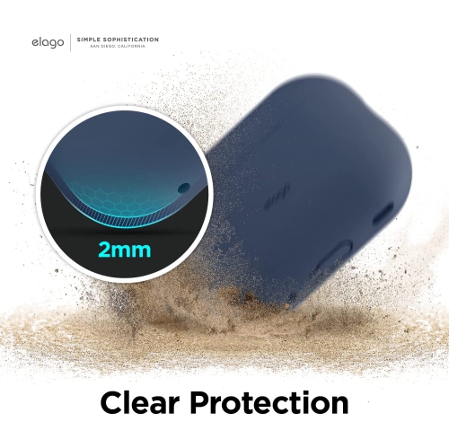 elago Silicone Case Compatible with Apple AirPods Pro 2nd Generation Case Cover, Protective Case, Front LED Visible, Supports Wireless Charging [Jean