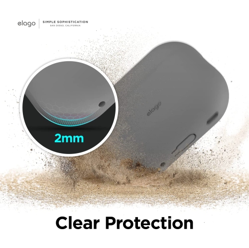 elago Silicone Case Compatible with Apple AirPods Pro 2nd Generation Case Cover, Protective Case, Front LED Visible, Supports Wireless Charging [Dark