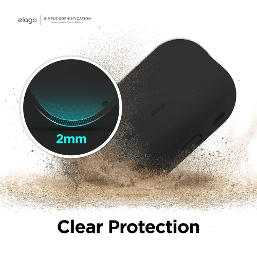 elago Silicone Case Compatible with Apple AirPods Pro 2nd Generation Case Cover, Protective Case, Front LED Visible, Supports Wireless Charging