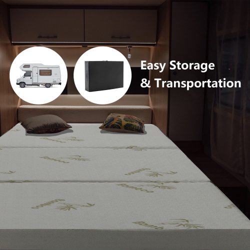 Gymax 3'' Tri-fold Memory Foam Floor Mattress Topper Portable w/ Carrying Bag