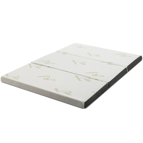 Gymax 3'' Tri-fold Memory Foam Floor Mattress Topper Portable w/ Carrying Bag