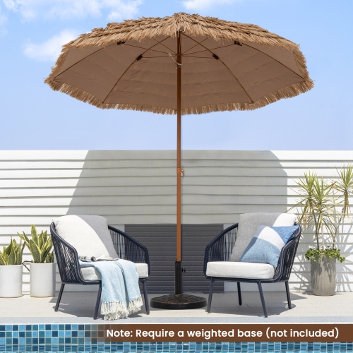 Gymax 8FT Hula Thatched Tiki Umbrella Hawaiian Style Beach Umbrella Patio