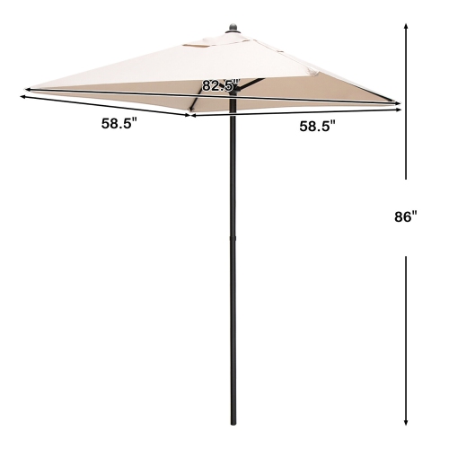 Gymax 5ft Patio Square Market Table Umbrella Shelter 4 Sturdy Ribs