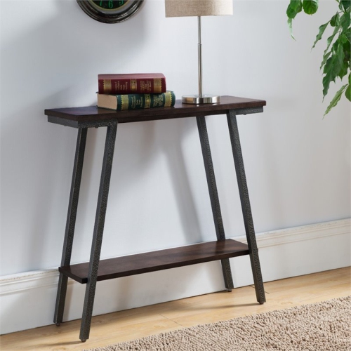 Leick Empiria Wood Console Table in Walnut and Foundry Bronze