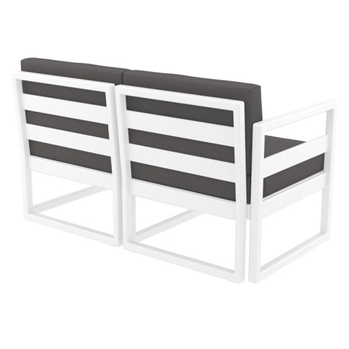 Mykonos Patio Loveseat White with Acrylic Fabric Charcoal Cushions