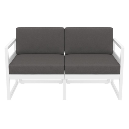 Mykonos Patio Loveseat White with Acrylic Fabric Charcoal Cushions