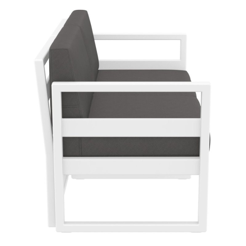 Mykonos Patio Loveseat White with Acrylic Fabric Charcoal Cushions