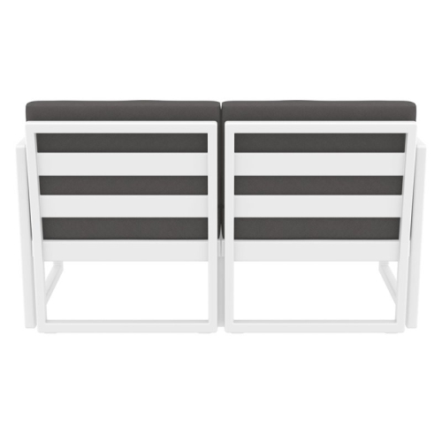 Mykonos Patio Loveseat White with Acrylic Fabric Charcoal Cushions