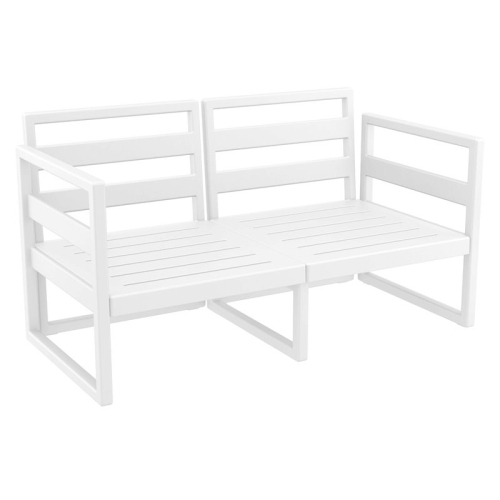 Mykonos Patio Loveseat White with Acrylic Fabric Charcoal Cushions