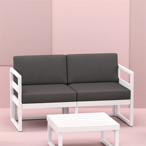 Mykonos Patio Loveseat White with Acrylic Fabric Charcoal Cushions