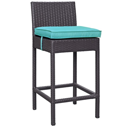 MODWAY  Convene Outdoor Patio Fabric Bar Stool In Espresso In Turquoise