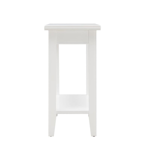 Leick Home 10505-WT Laurent Narrow Wood End Table with Shelf in White