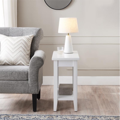 Leick Home 10505-WT Laurent Narrow Wood End Table with Shelf in White