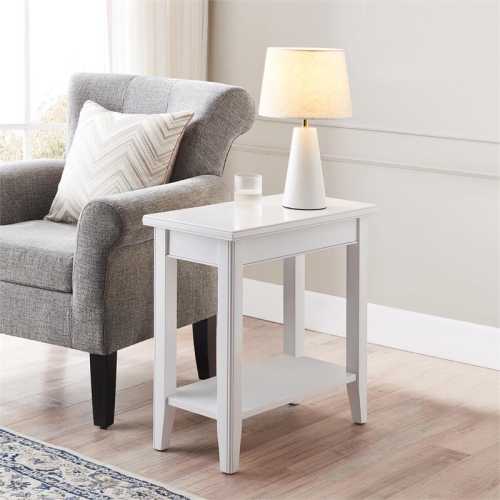 Leick Home 10505-WT Laurent Narrow Wood End Table with Shelf in White