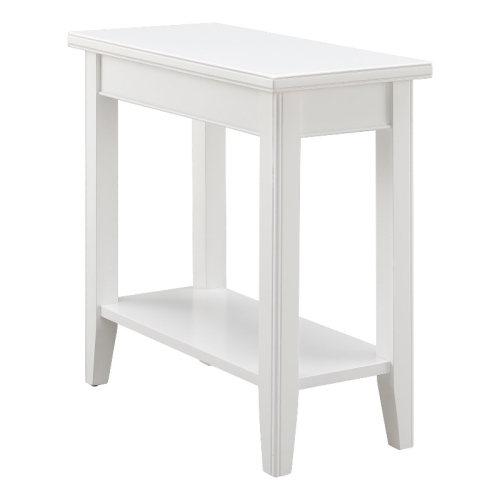 Leick Home 10505-WT Laurent Narrow Wood End Table with Shelf in White