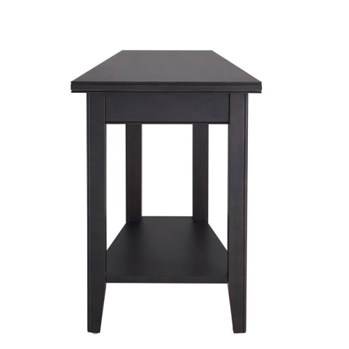Leick Home 10502-BK Laurent Recliner Wood Wedge Table with Shelf in Black