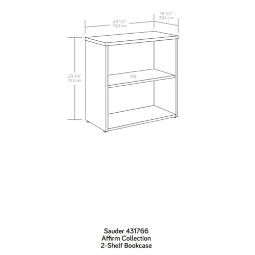 Sauder Affirm Engineered Wood 2-Shelf Bookcase in Noble Elm/Brown Finish