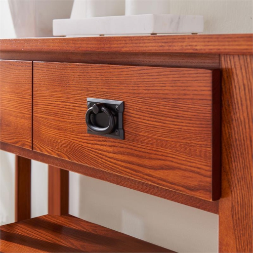 Leick Home 8261 Mission Impeccable Wood Bookcase with Drawers in Medium Oak