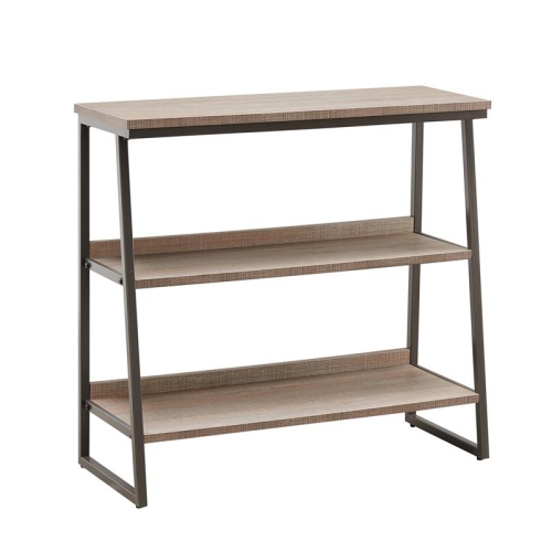 LEICK FURNITURE  Home 70007-Roblk Stepped Tier Bookshelf In Roughsawn Oak/gunmetal In Gray Great desk at a great price