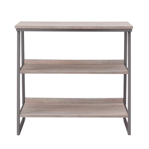 Leick Home 70007-ROBLK Stepped Tier Bookshelf in Roughsawn Oak/Gunmetal Gray