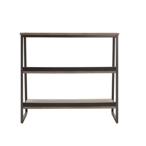Leick Home 70007-ROBLK Stepped Tier Bookshelf in Roughsawn Oak/Gunmetal Gray