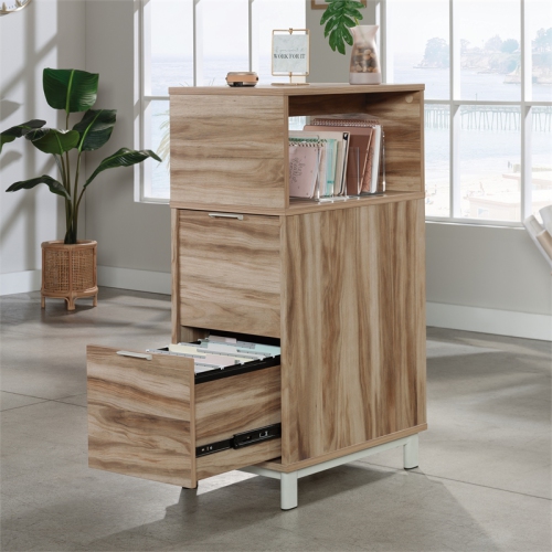 Sauder Bergen Circle Engineered Wood File Tower in Kiln Acacia Finish