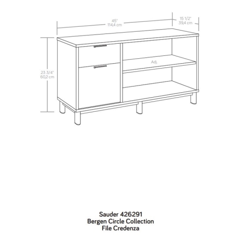 Sauder Bergen Circle Engineered Wood File Credenza in Kiln Acacia Finish